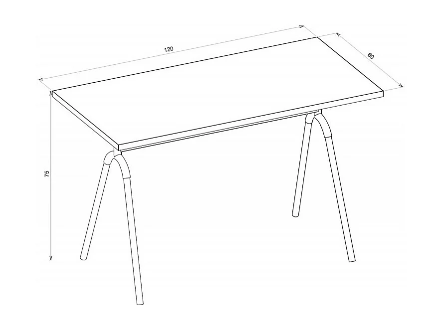 Bureau Pieds Métal Arc Chêne et Blanc L 120 H 75 P 60 cm