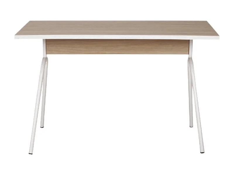 Bureau Pieds Métal Arc Chêne et Blanc L 120 H 75 P 60 cm