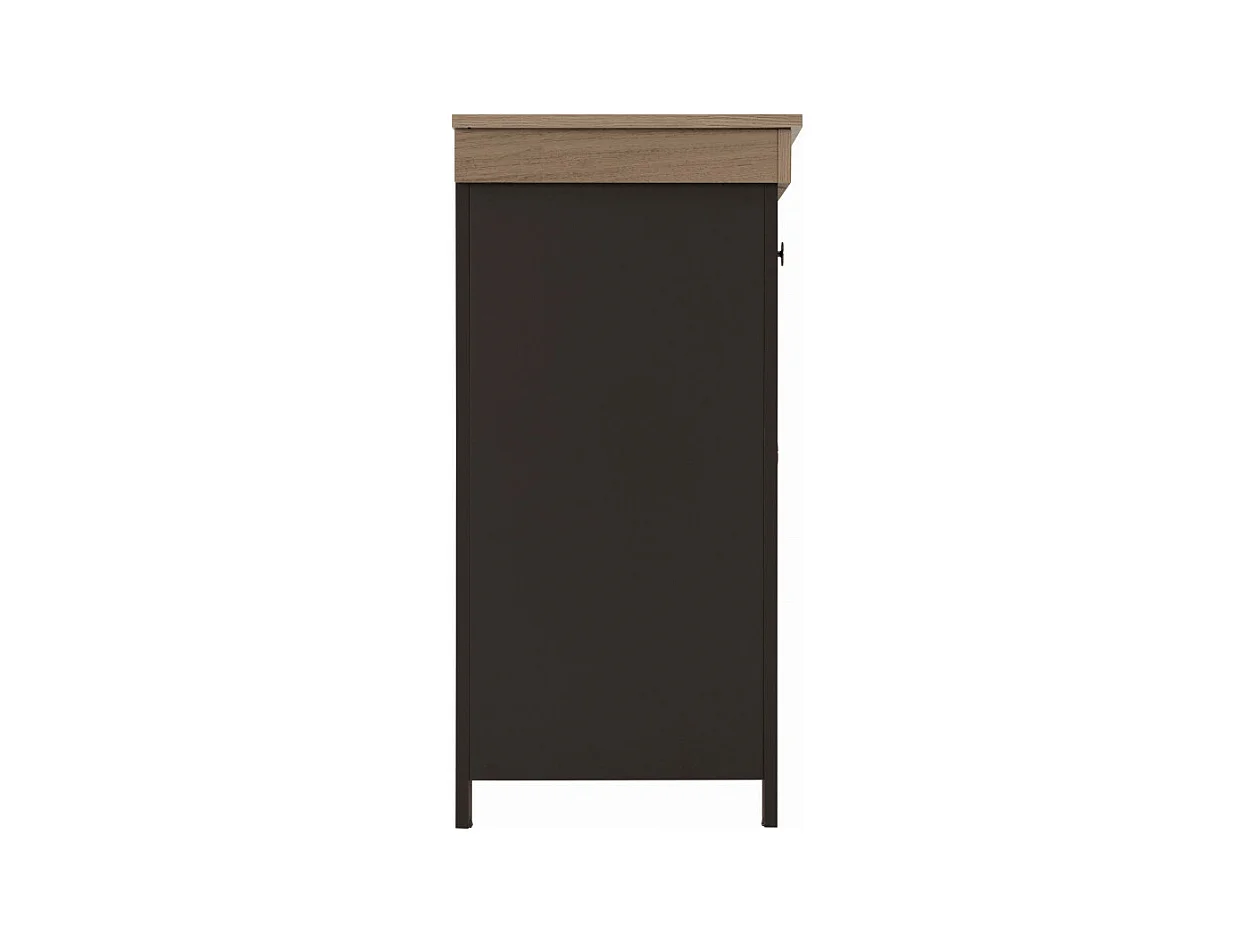 Buffet Bas 2 Portes 1 Tiroir Chêne et Gris Corniche L 88 H 81.5 P 39.7 cm