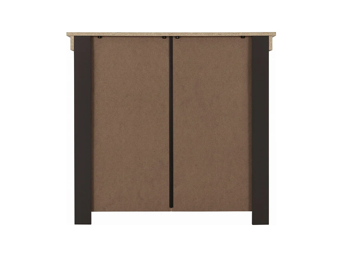 Buffet Bas 2 Portes 1 Tiroir Chêne et Gris Corniche L 88 H 81.5 P 39.7 cm