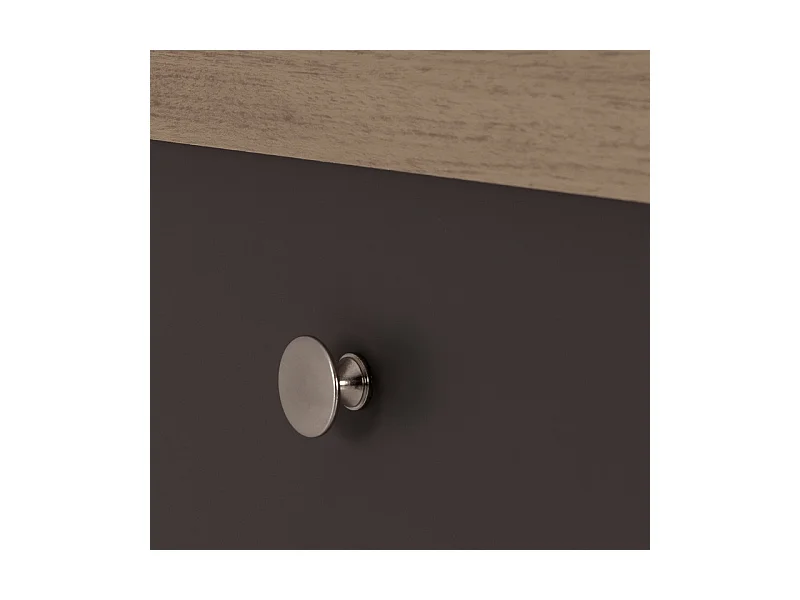 Buffet Bas 2 Portes 1 Tiroir Chêne et Gris Corniche L 88 H 81.5 P 39.7 cm