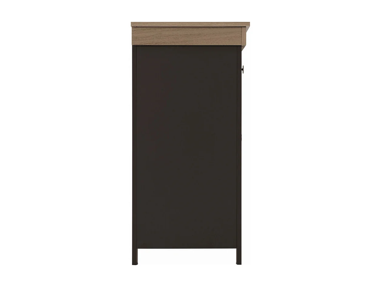 Buffet Bas 2 Portes 1 Tiroir Chêne et Gris Corniche L 88 H 81.5 P 39.7 cm