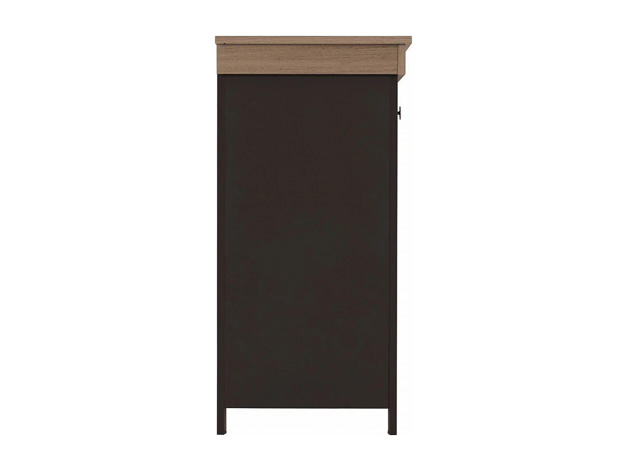 Buffet Bas 3 Portes 2 Tiroirs Chêne et Gris Corniche L 122 P 81.3 P 39.7 cm