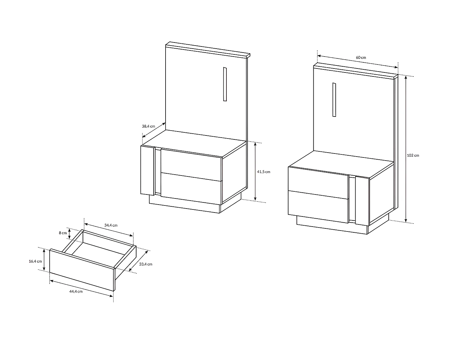 Bed met nachtkastjes 160 x 200 cm - Met ledverlichting - Wit en naturel + bedbodem + matras - MURARI
