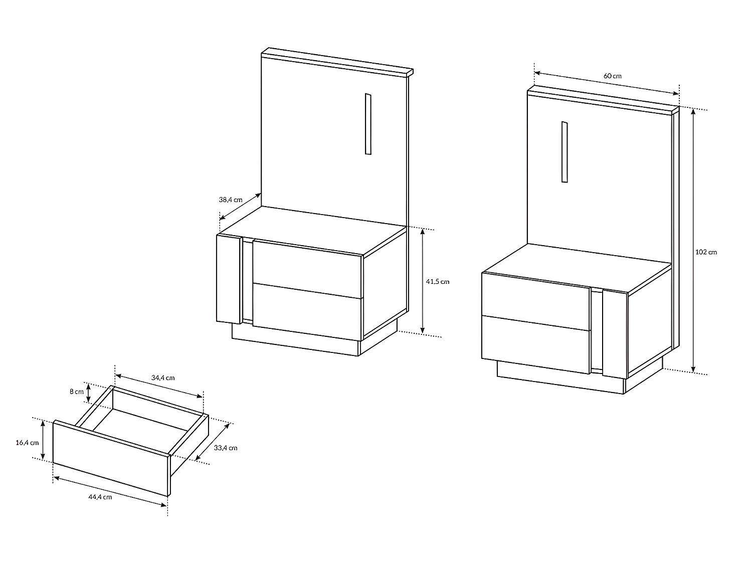 Lit avec chevets 160 x 200 cm - Avec LEDs - Blanc et naturel + Sommier + Matelas - MURARI