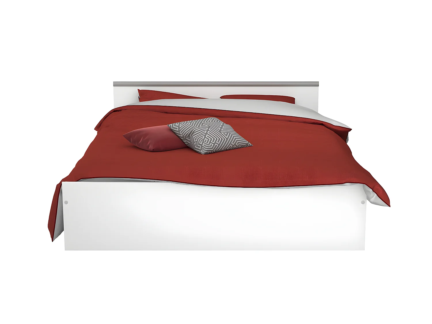 Bett mit Stauraum 140 x 190 cm - 2 Schubladen und 1 Ablagefach - Weiß + Lattenrost + Matratze - PABLO