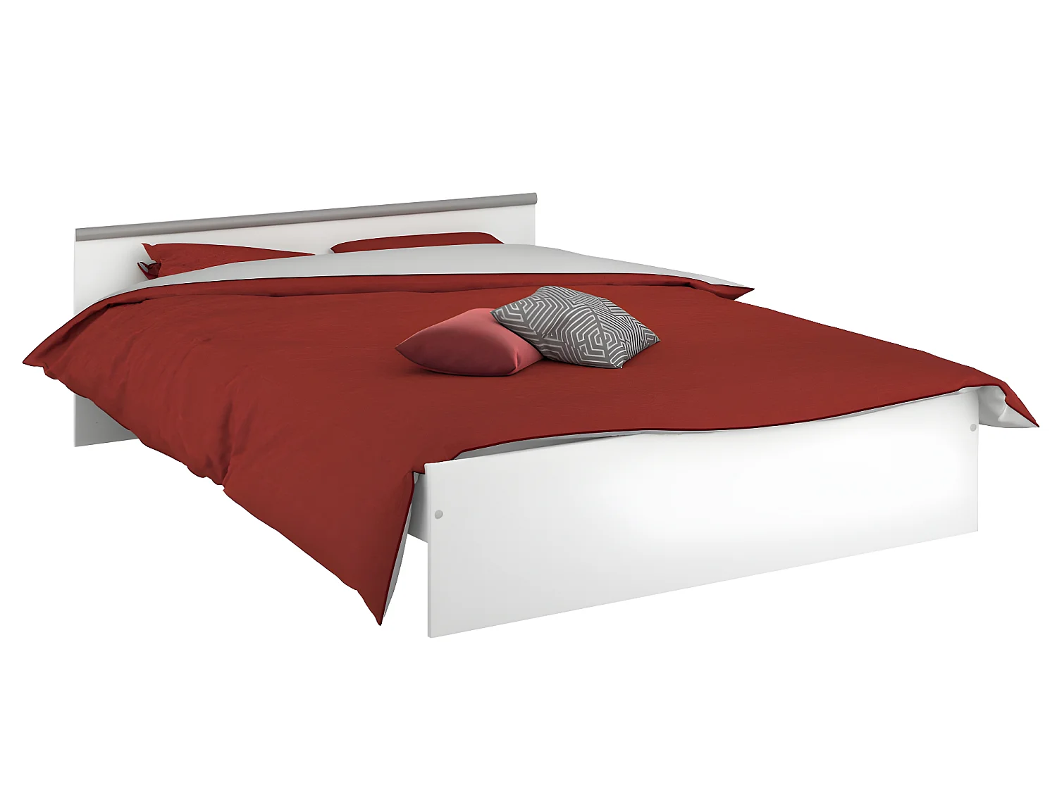 Letto con vani portaoggetti 140 x 190 cm 2 cassetti e 1 nicchia Bianco + Rete + Materasso - PABLO