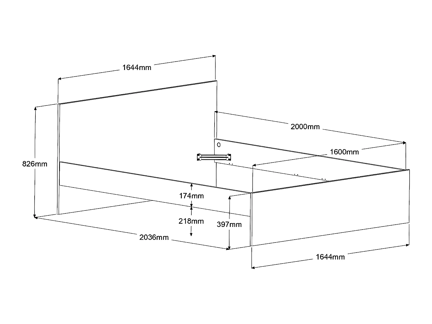 Bett mit 2 Schubladen + Lattenrost + Matratze - 160 x 200 cm - Holzfarben & Schwarz - VELONA