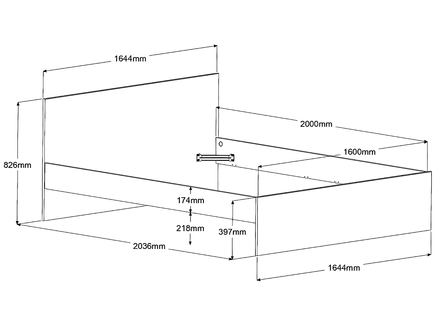 Bett mit 2 Schubladen + Lattenrost + Matratze - 160 x 200 cm - Holzfarben & Schwarz - VELONA