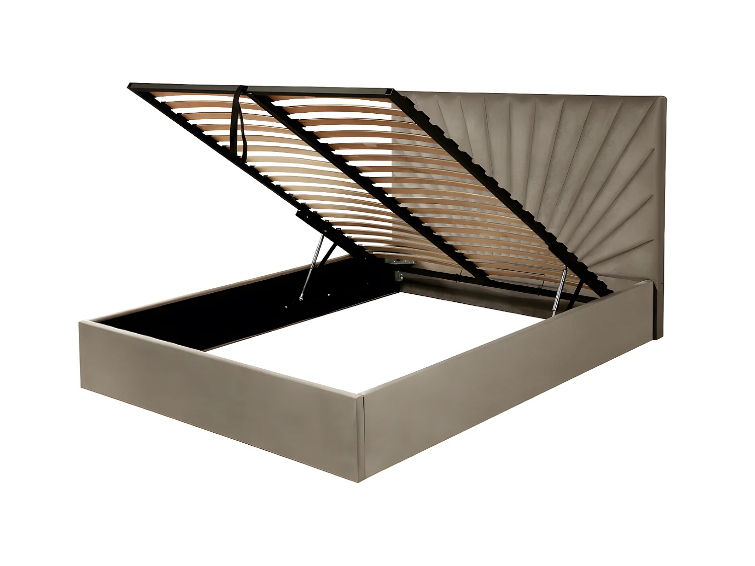 Lit coffre 140 x 190 cm - Velours - Taupe + Matelas - RILIODA de Pascal Morabito