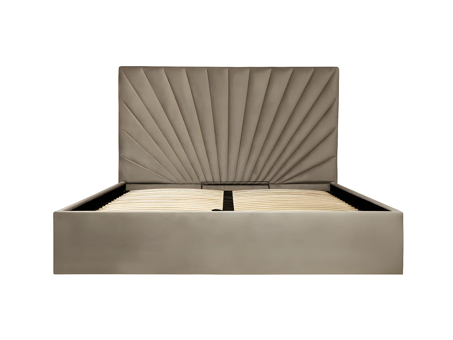 Lit coffre 140 x 190 cm - Velours - Taupe + Matelas - RILIODA de Pascal Morabito