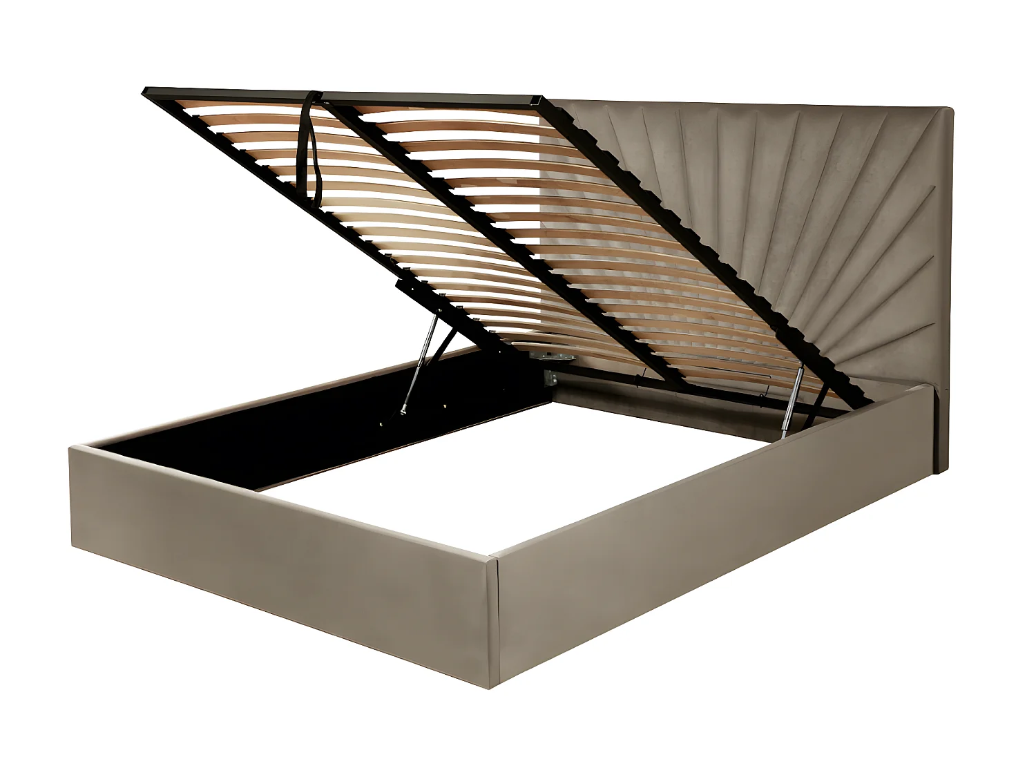 Bed met opbergruimte 140 x 190 cm - Velours - Taupe + matras - RILIODA van Pascal Morabito