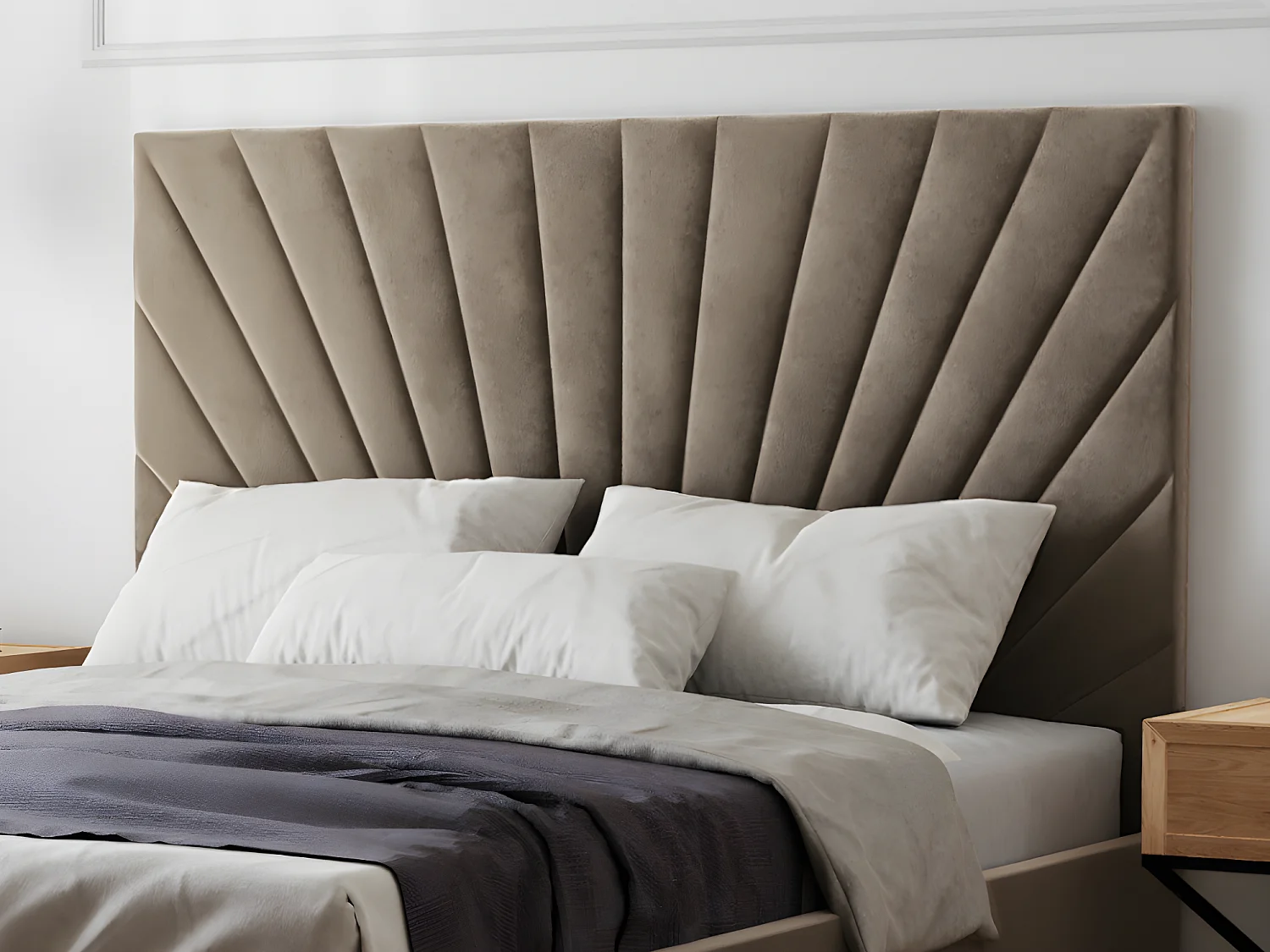 Bed met opbergruimte 140 x 190 cm - Velours - Taupe + matras - RILIODA van Pascal Morabito