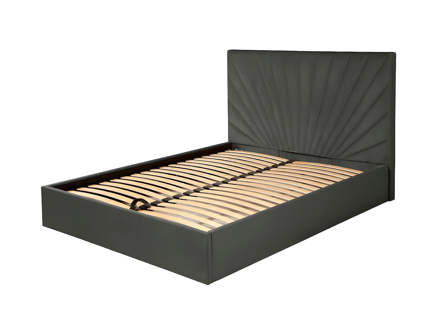 Lit coffre 140 x 190 cm - Velours - Gris anthracite + Matelas - RILIODA de Pascal Morabito