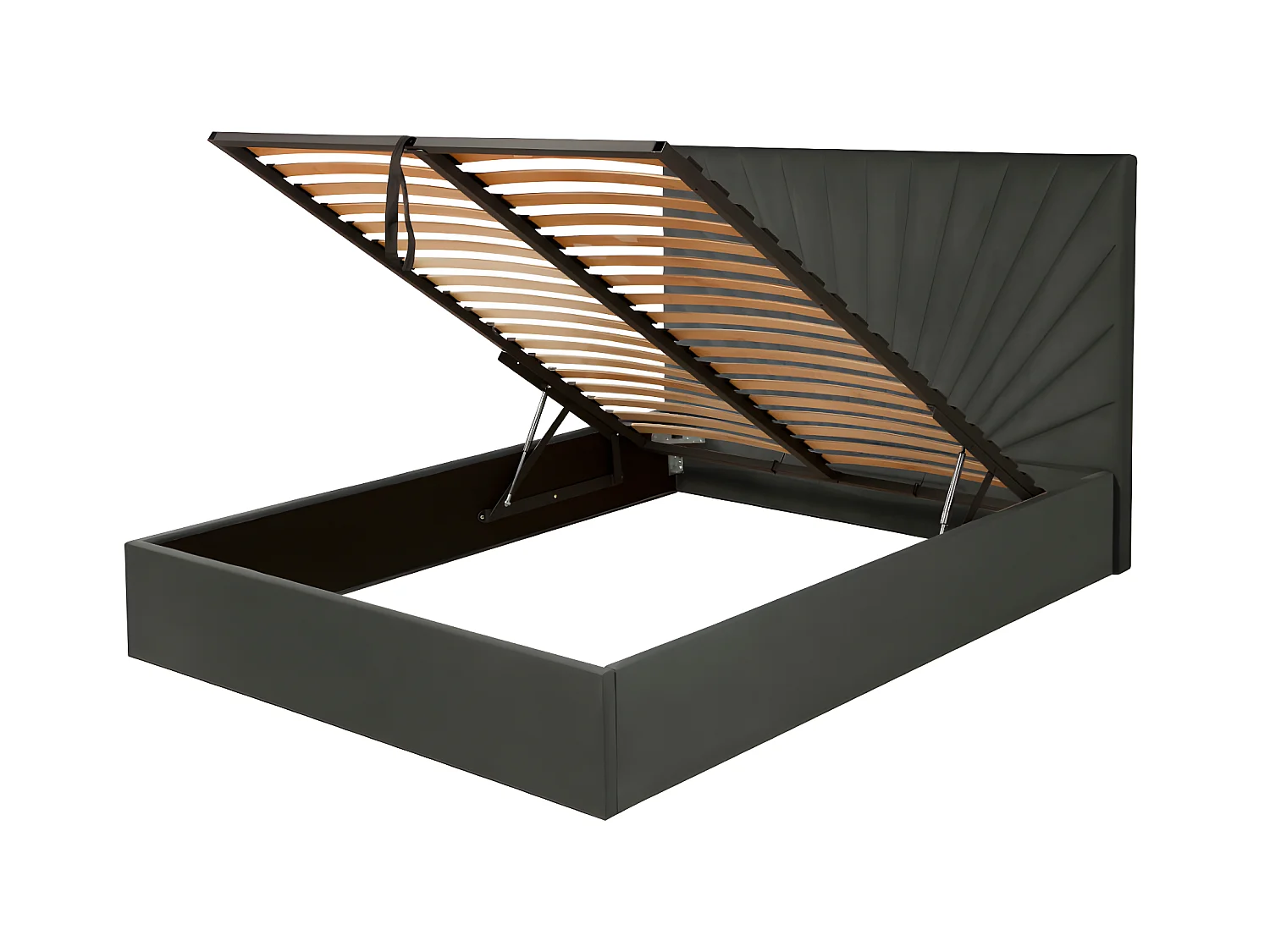 Lit coffre 140 x 190 cm - Velours - Gris anthracite + Matelas - RILIODA de Pascal Morabito