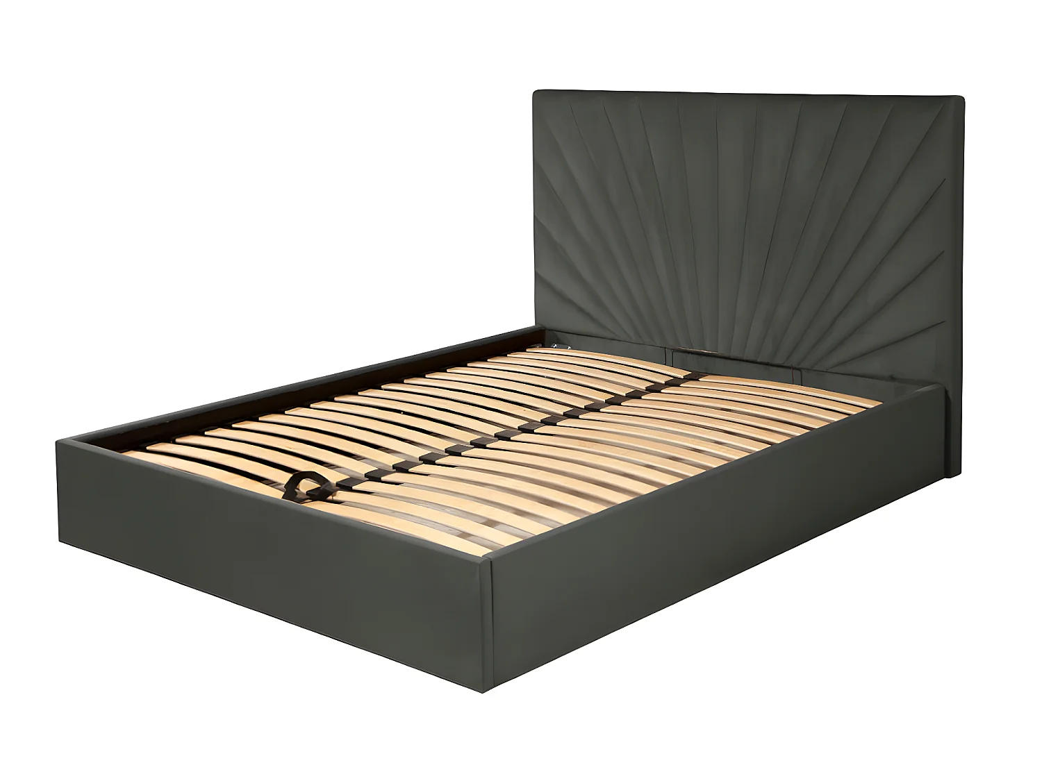 Lit coffre 140 x 190 cm - Velours - Gris anthracite + Matelas - RILIODA de Pascal Morabito