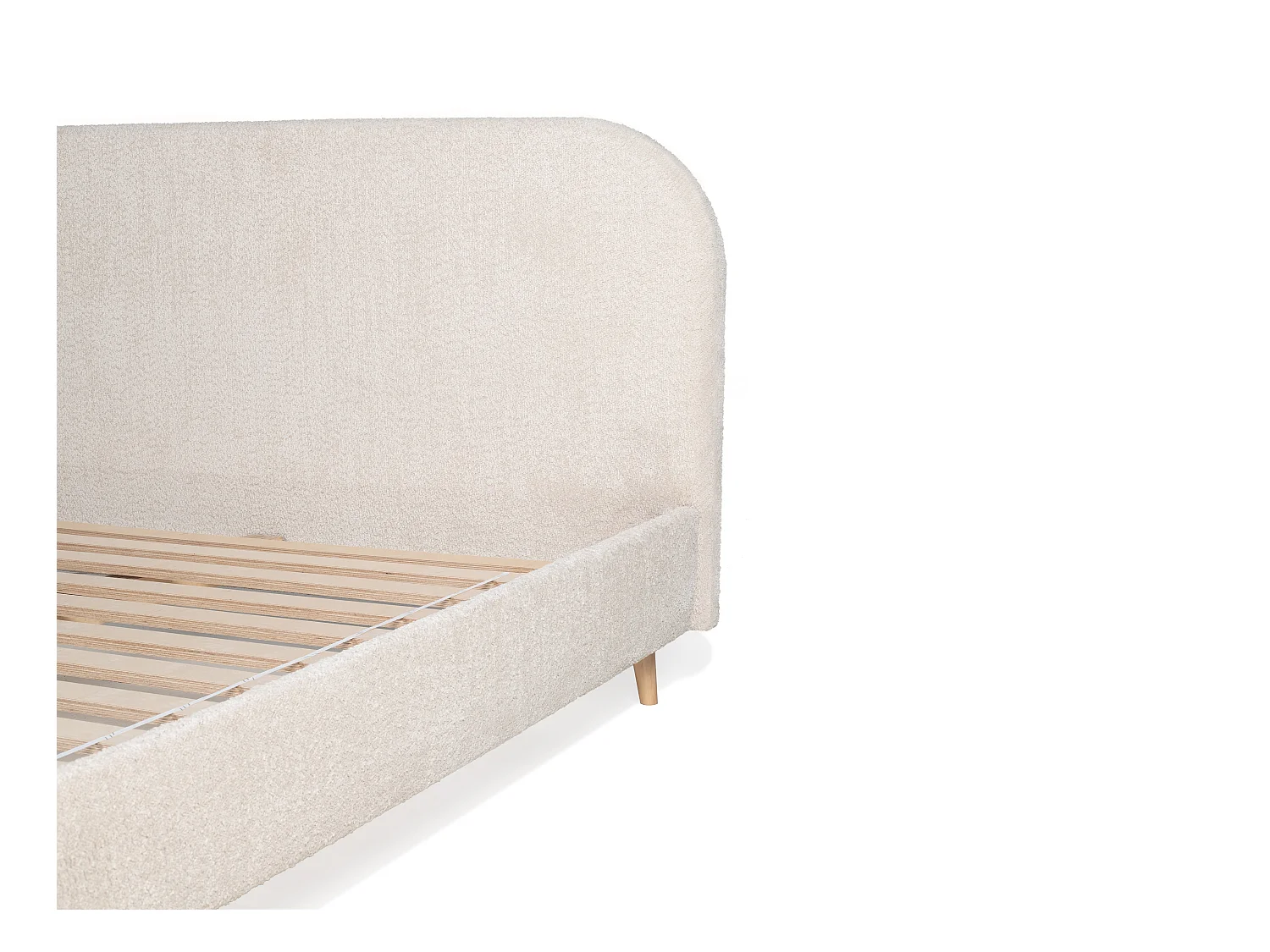 Bed 160 x 200 cm - Bouclé stof effect - Ecru + Matras - SANTADI