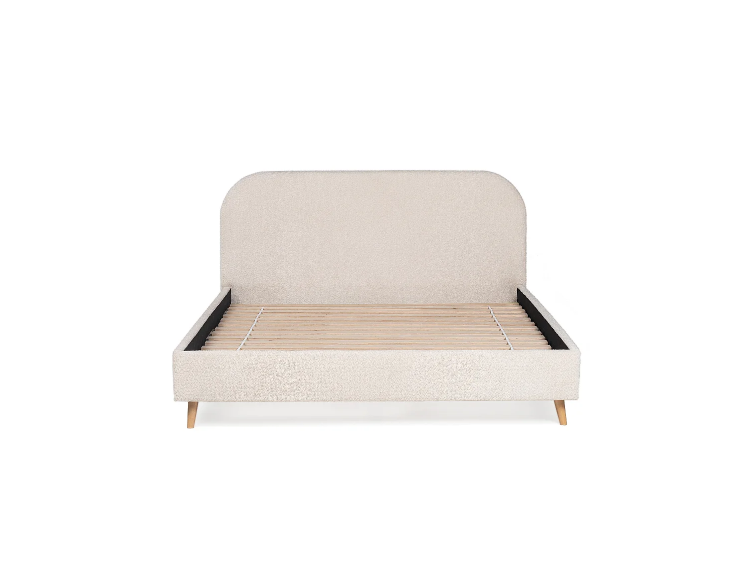 Bed 160 x 200 cm - Bouclé stof effect - Ecru + Matras - SANTADI