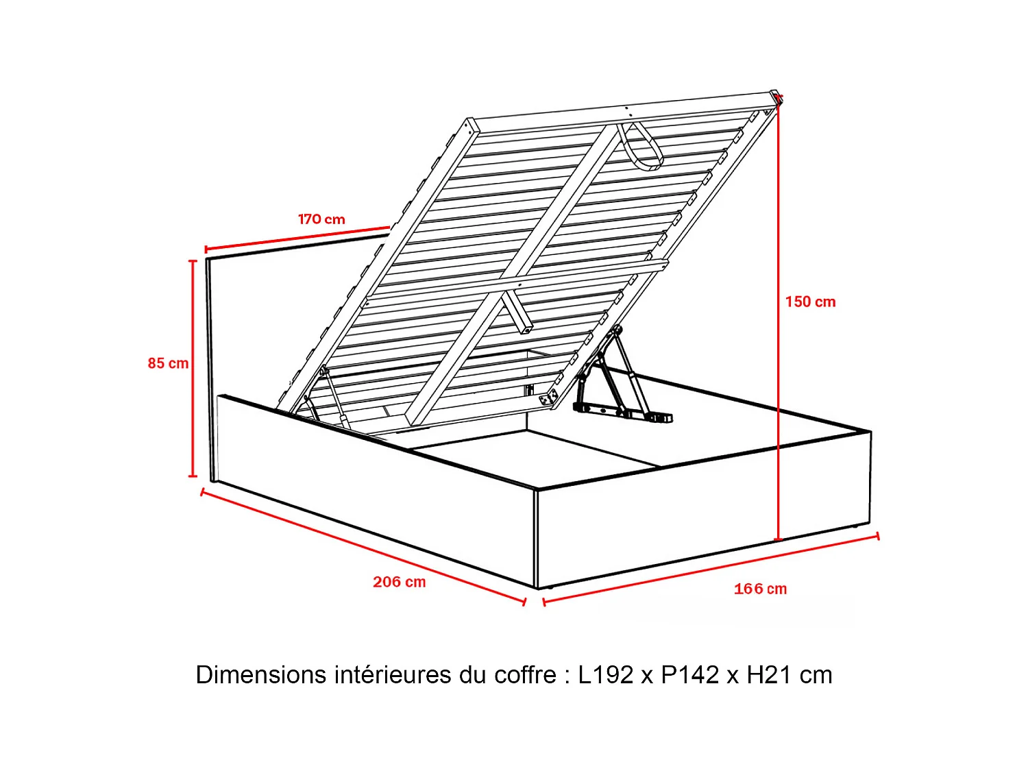 Lit coffre 160 x 200 cm - Coloris : Naturel + Matelas - ELPHEGE