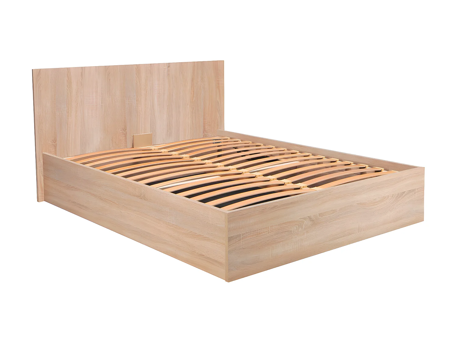 Lit coffre 160 x 200 cm - Coloris : Naturel + Matelas - ELPHEGE