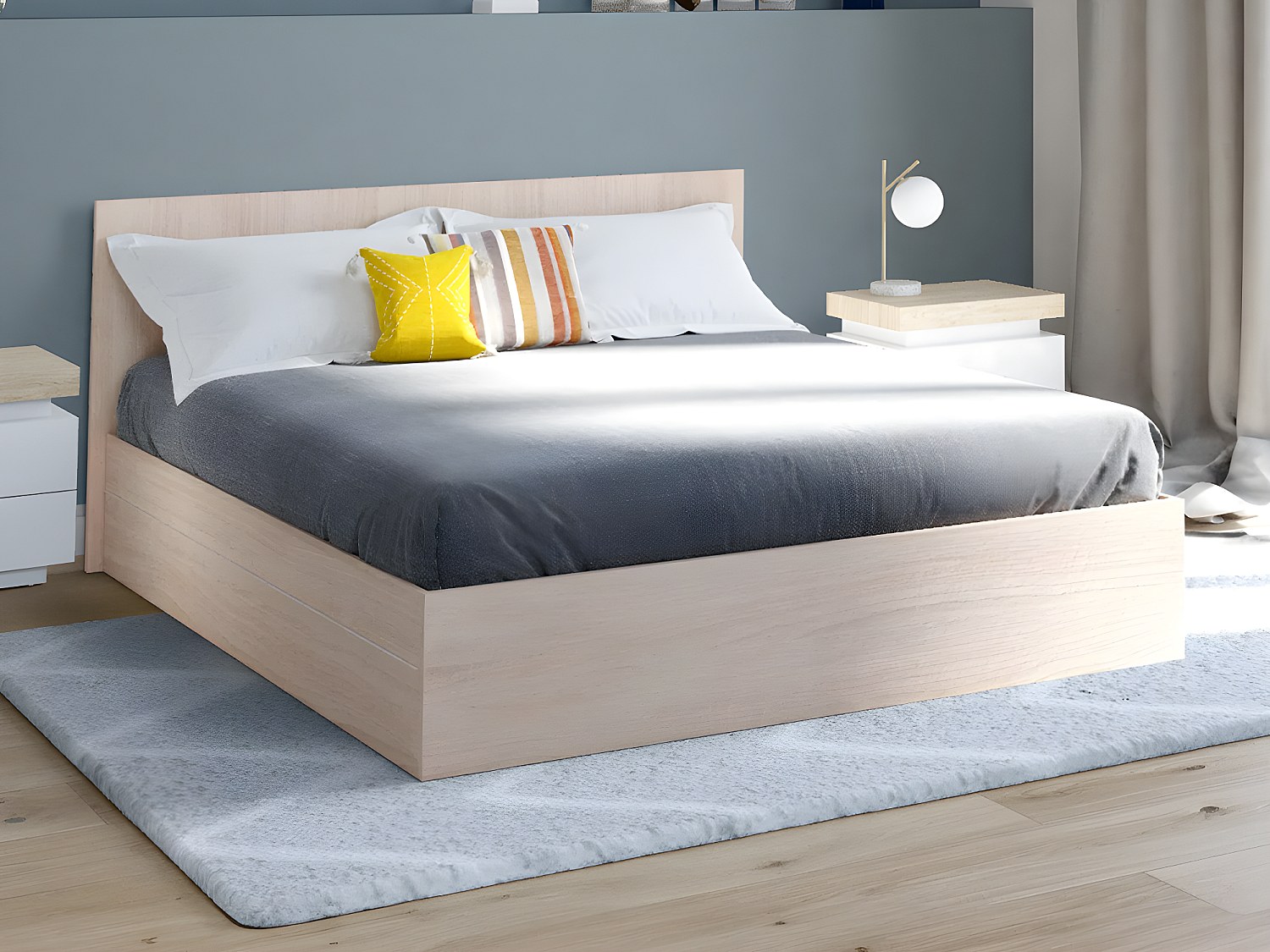 Vente-unique Bett Mit Bettkasten - 160 X 200 Cm - Holzfarben + Matratze - Elphege