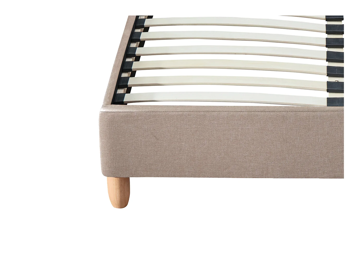 Cama 140 x 190 cm con cabecero capitoné - Tela - Beige + colchón - ELIDE