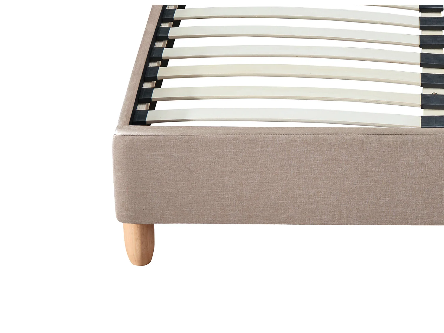 Bed 140 x 190 cm met gecapitonneerd hoofdbord - Stof - Beige + matras - ELIDE