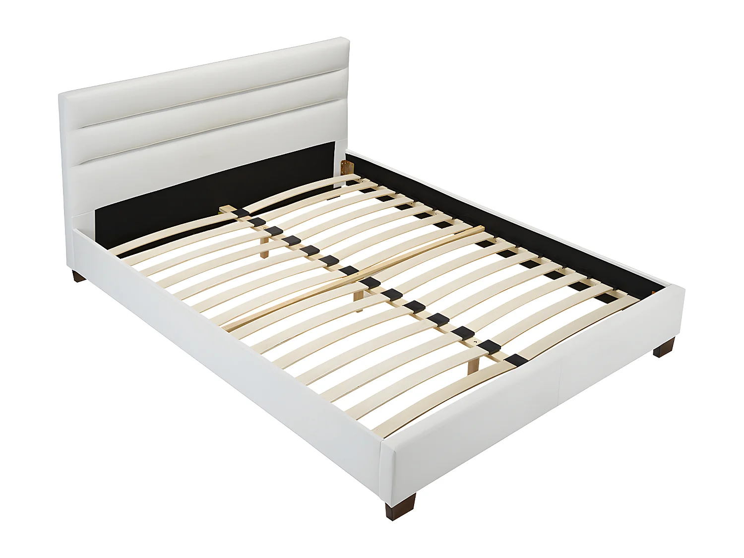Lit 140 x 190 cm - Simili - Blanc + Matelas - FAUSTIN