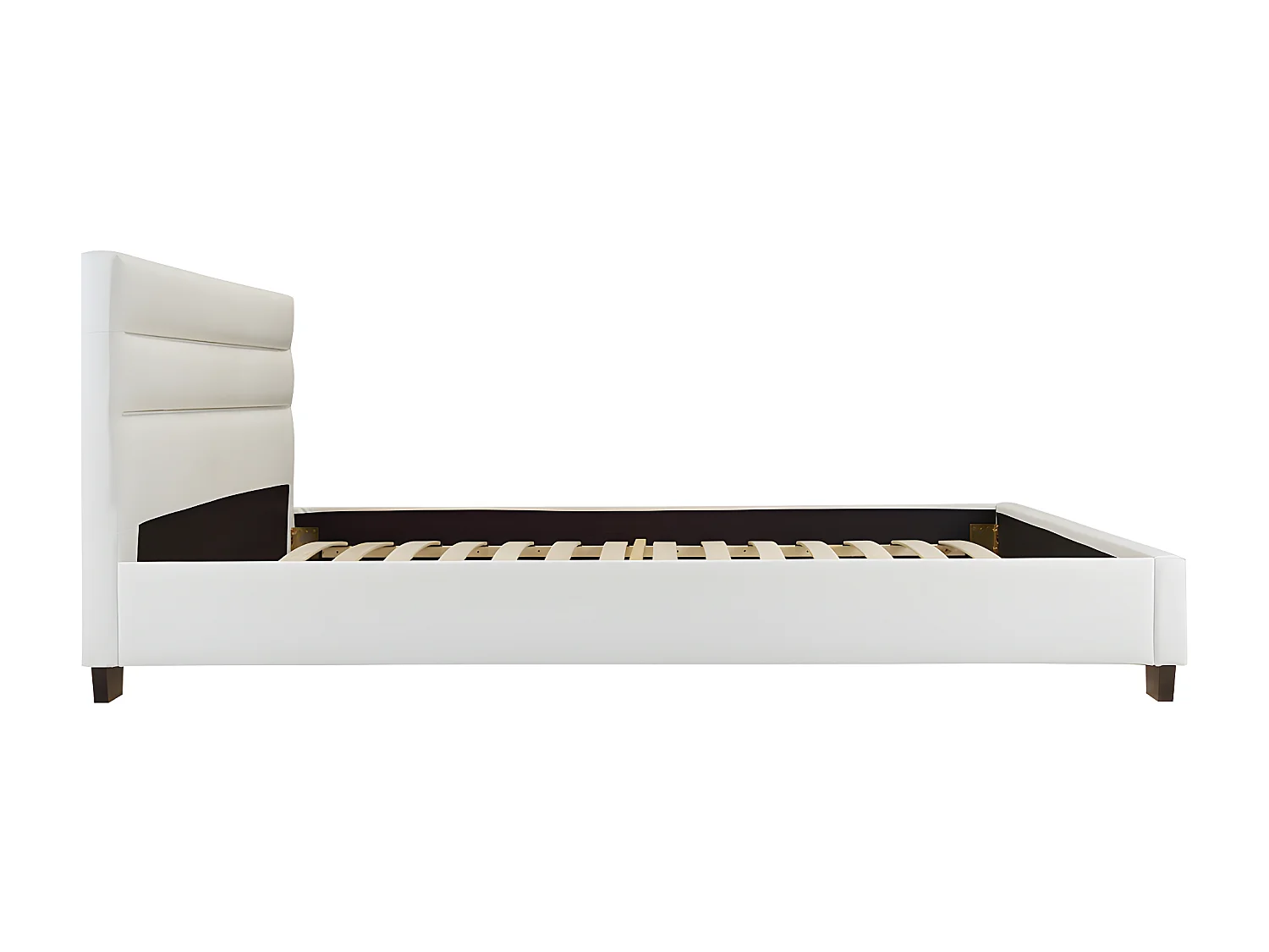 Lit 140 x 190 cm - Simili - Blanc + Matelas - FAUSTIN