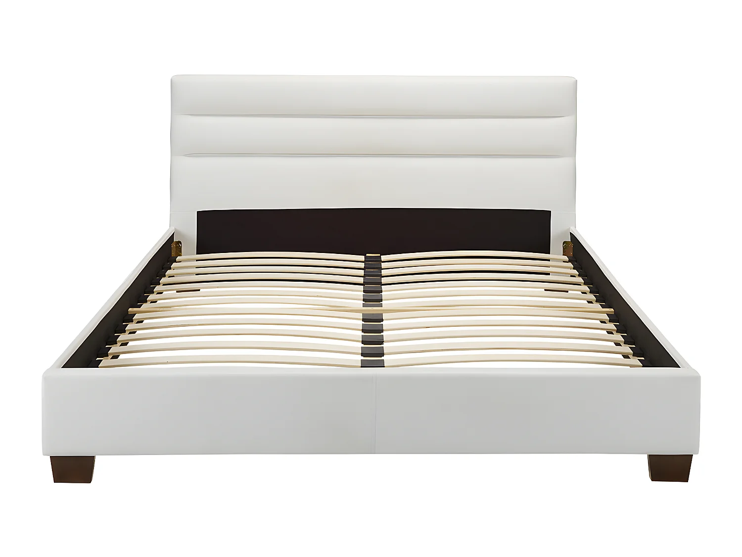 Lit 140 x 190 cm - Simili - Blanc + Matelas - FAUSTIN