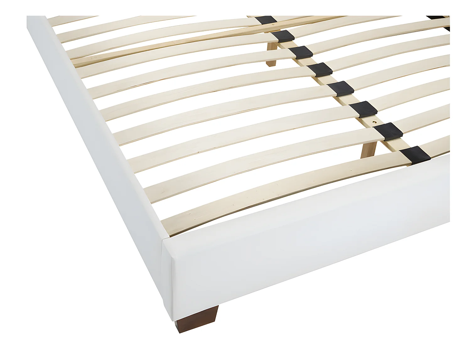 Lit 140 x 190 cm - Simili - Blanc + Matelas - FAUSTIN