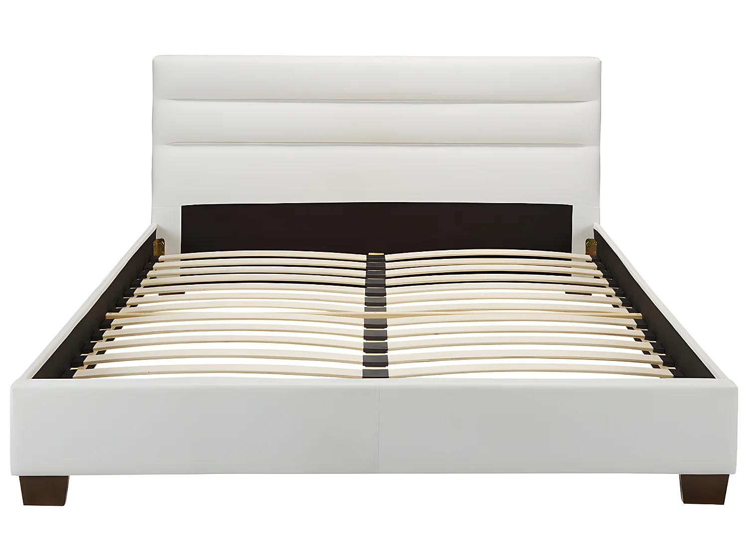 Bed 140 x 190 cm - Kunstleer - Wit + matras - FAUSTIN