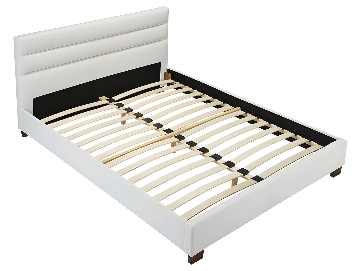 Bed 140 x 190 cm - Kunstleer - Wit + matras - FAUSTIN