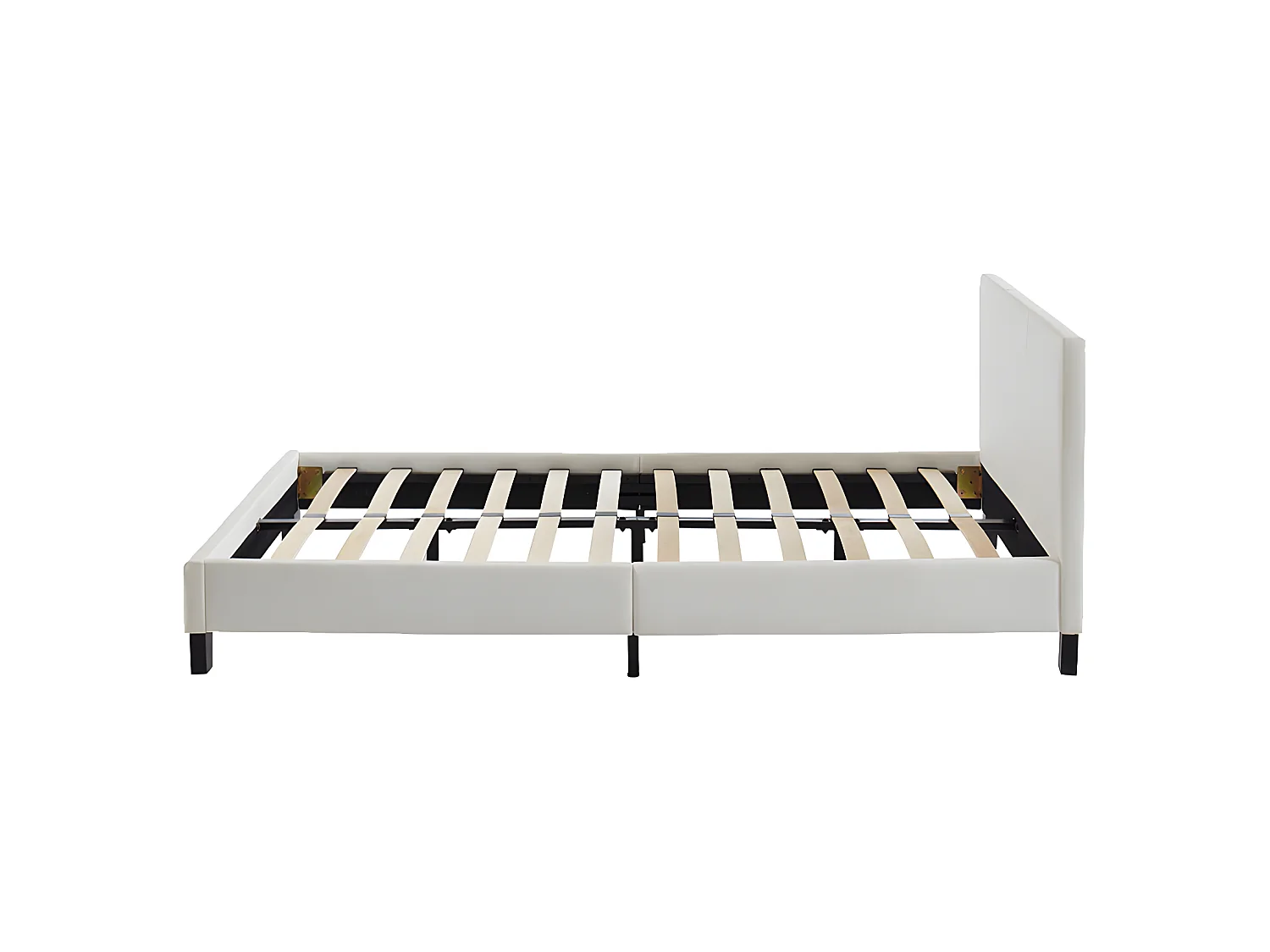 Bed 140 x 190 cm - Kunstleer - Wit + matras - CORNELIUS II