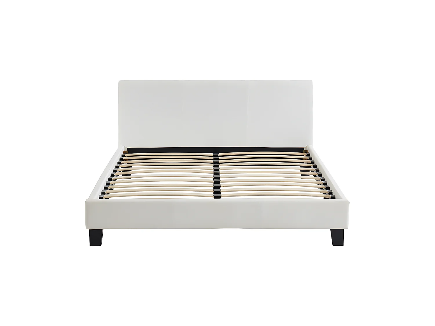 Cama 140 x 190 cm - Piel sintética - Blanco + colchón - CORNELIUS II