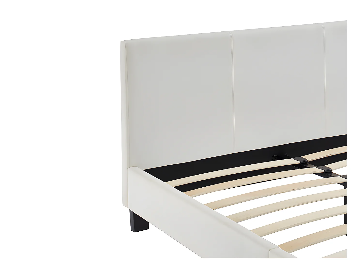 Cama 140 x 190 cm - Piel sintética - Blanco + colchón - CORNELIUS II