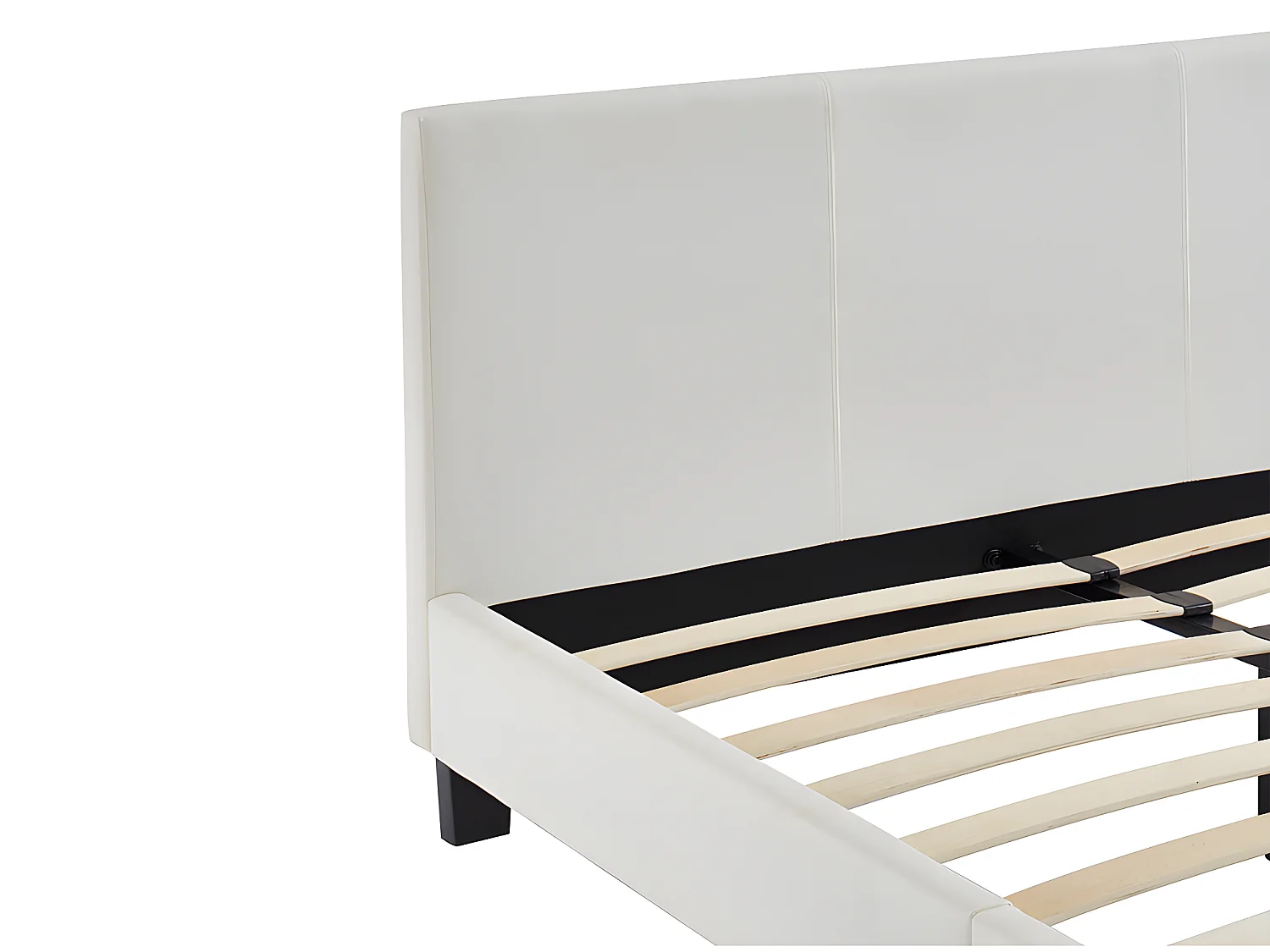 Lit 140 x 190 cm - Simili - Blanc + Matelas - CORNELIUS II