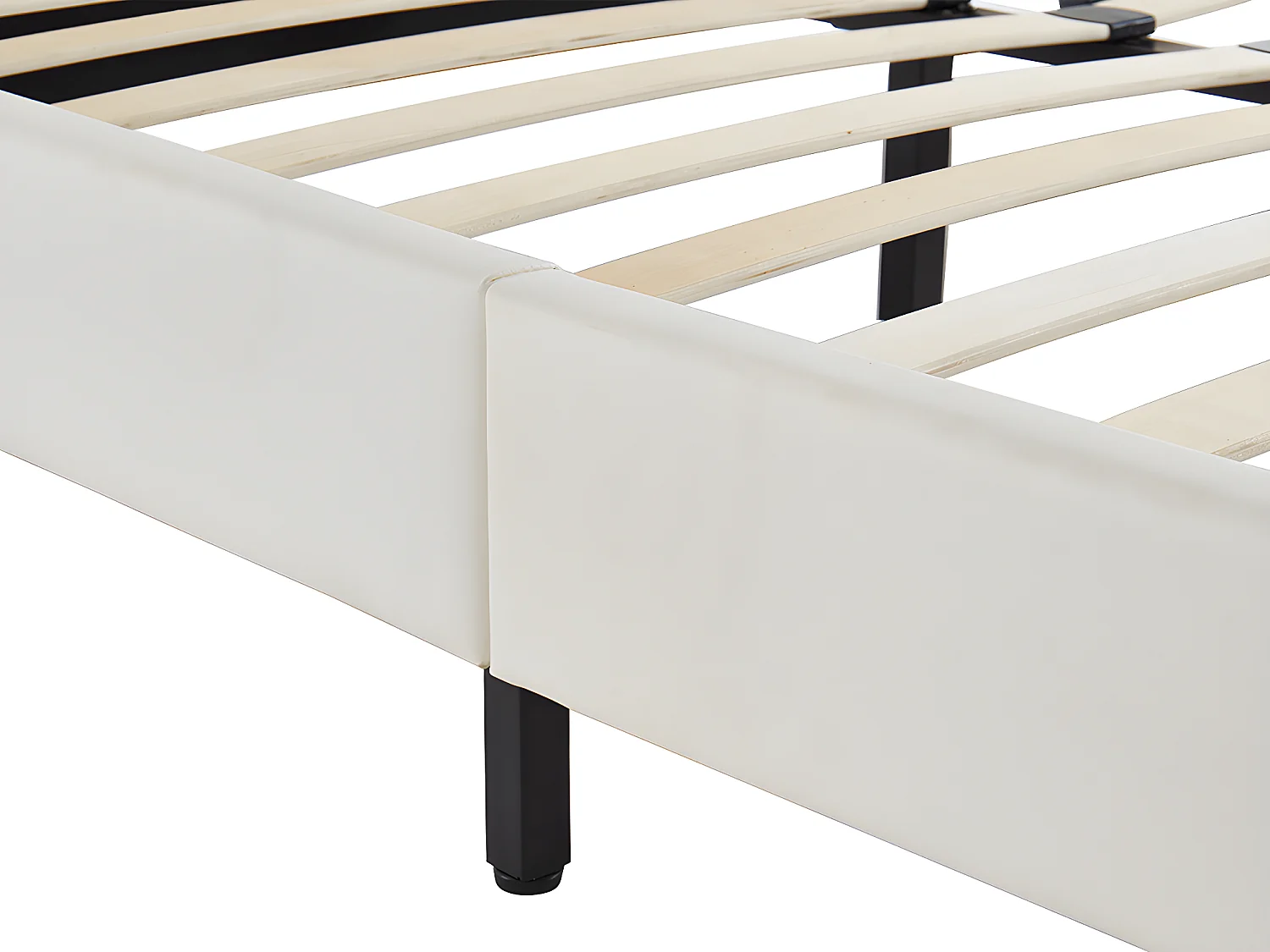 Lit 140 x 190 cm - Simili - Blanc + Matelas - CORNELIUS II