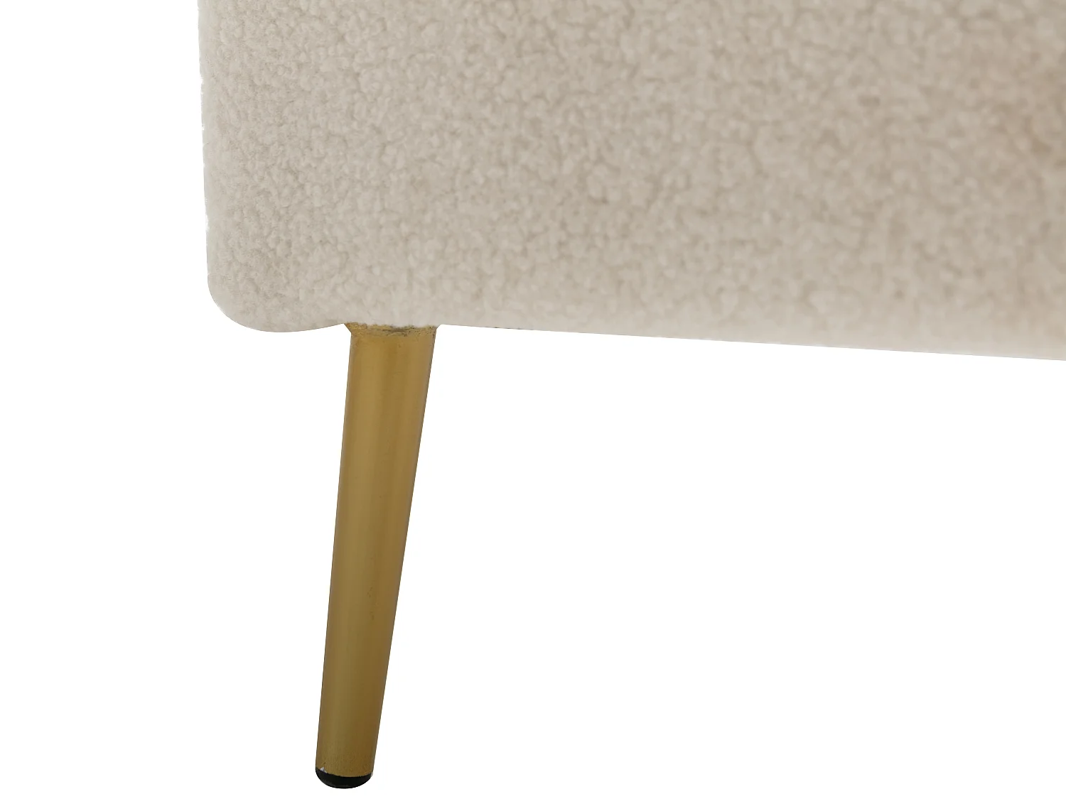 Łóżko 140 x 190 cm – Tkanina boucle – Ecru +Materac – UPILIA