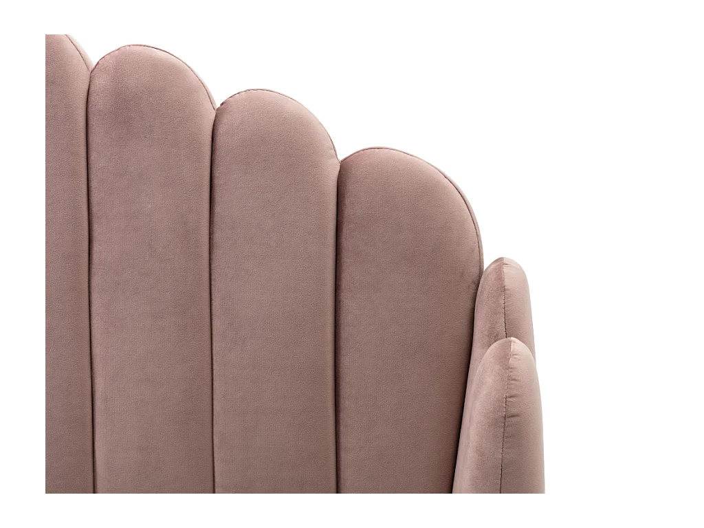 Lit 140 x 190 cm avec tête de lit ondulée - Velours - Vieux rose + Matelas - SAGALI