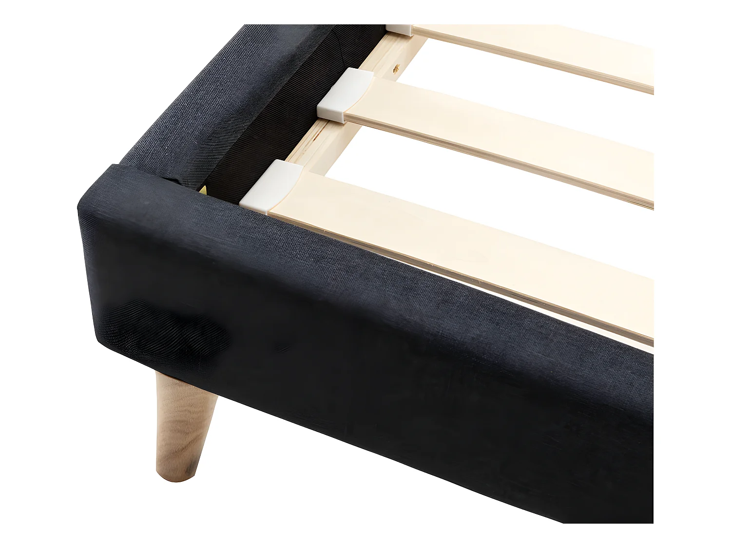 Letto scandinavo 160 x 200 cm Tessuto Antracite + Materasso - BENEDICTE