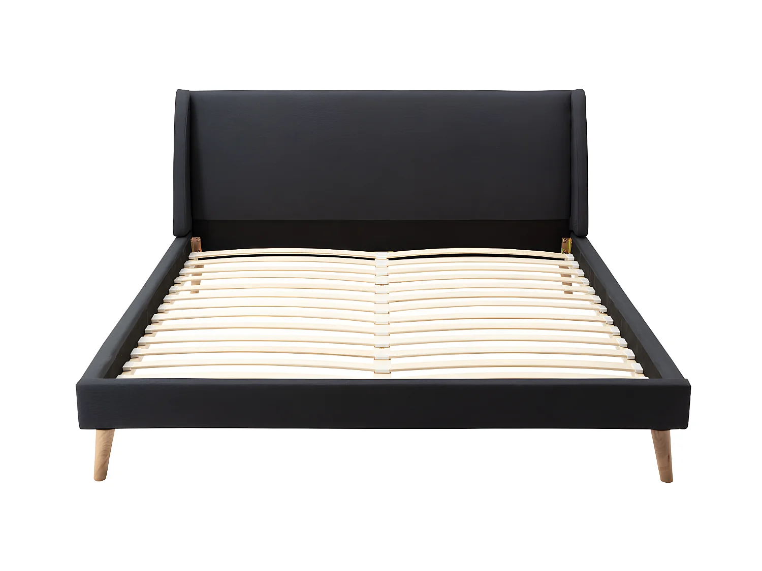 Lit scandinave 160 x 200 cm - Tissu - Gris anthracite + Matelas - BENEDICTE