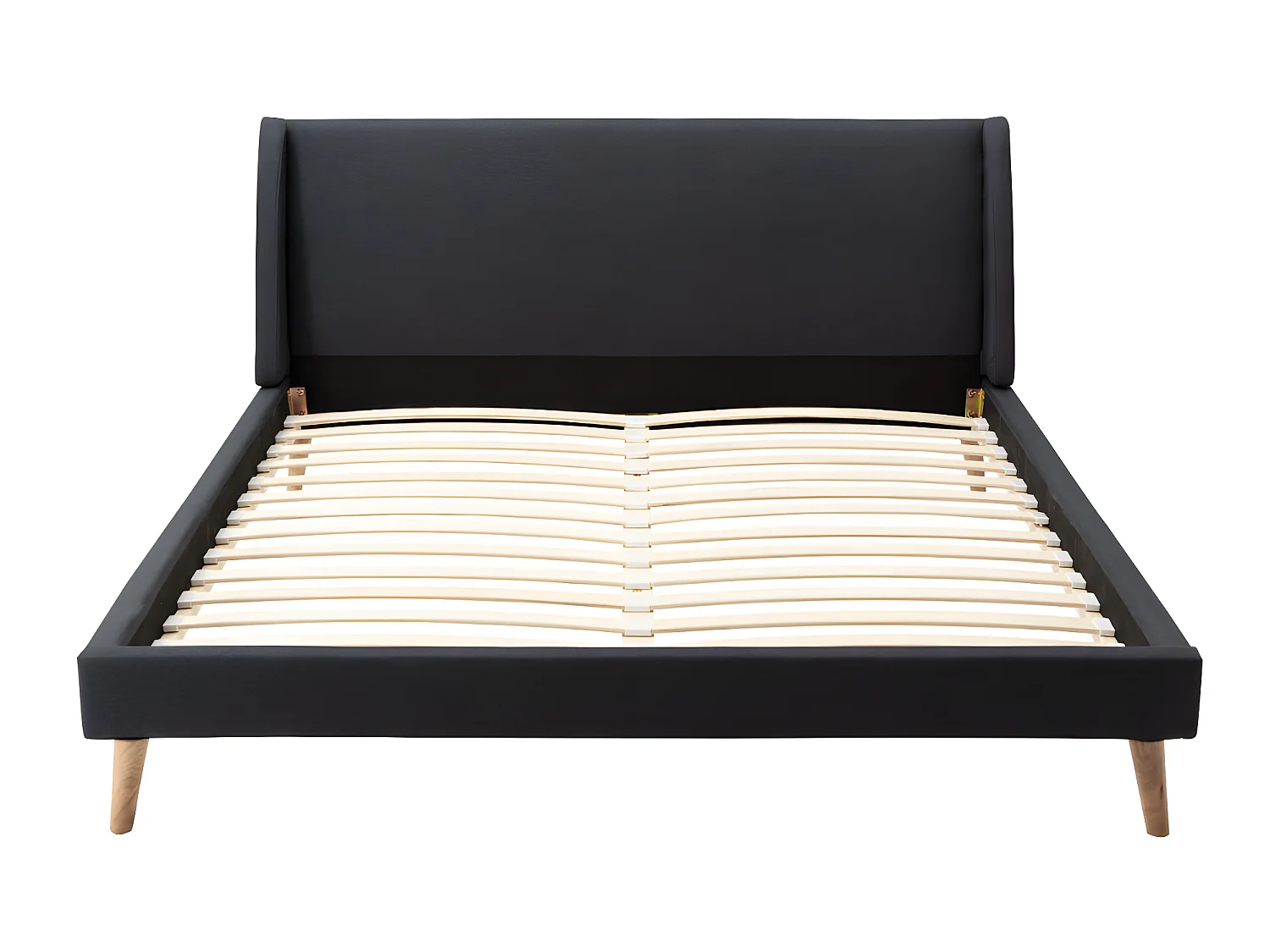 Lit scandinave 160 x 200 cm - Tissu - Gris anthracite + Matelas - BENEDICTE