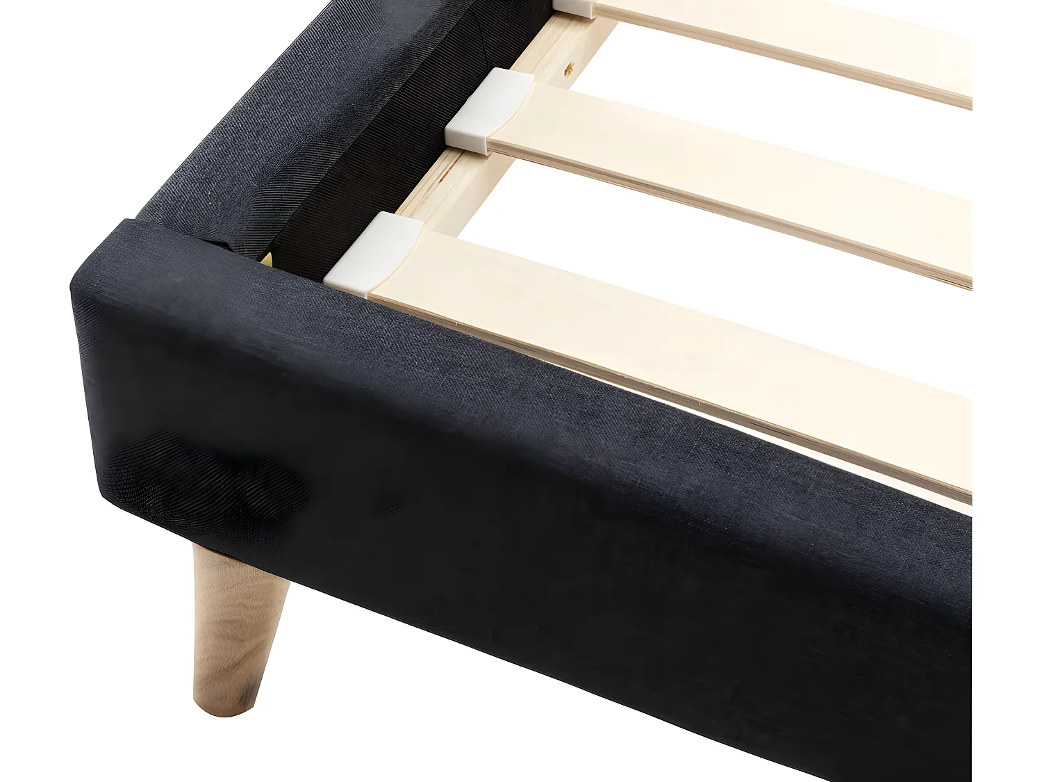 Lit scandinave 160 x 200 cm - Tissu - Gris anthracite + Matelas - BENEDICTE