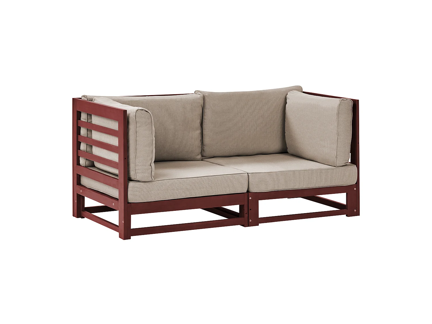 Canapé de jardin 2 places TRANI Bois d'acacia certifié Rouge foncé