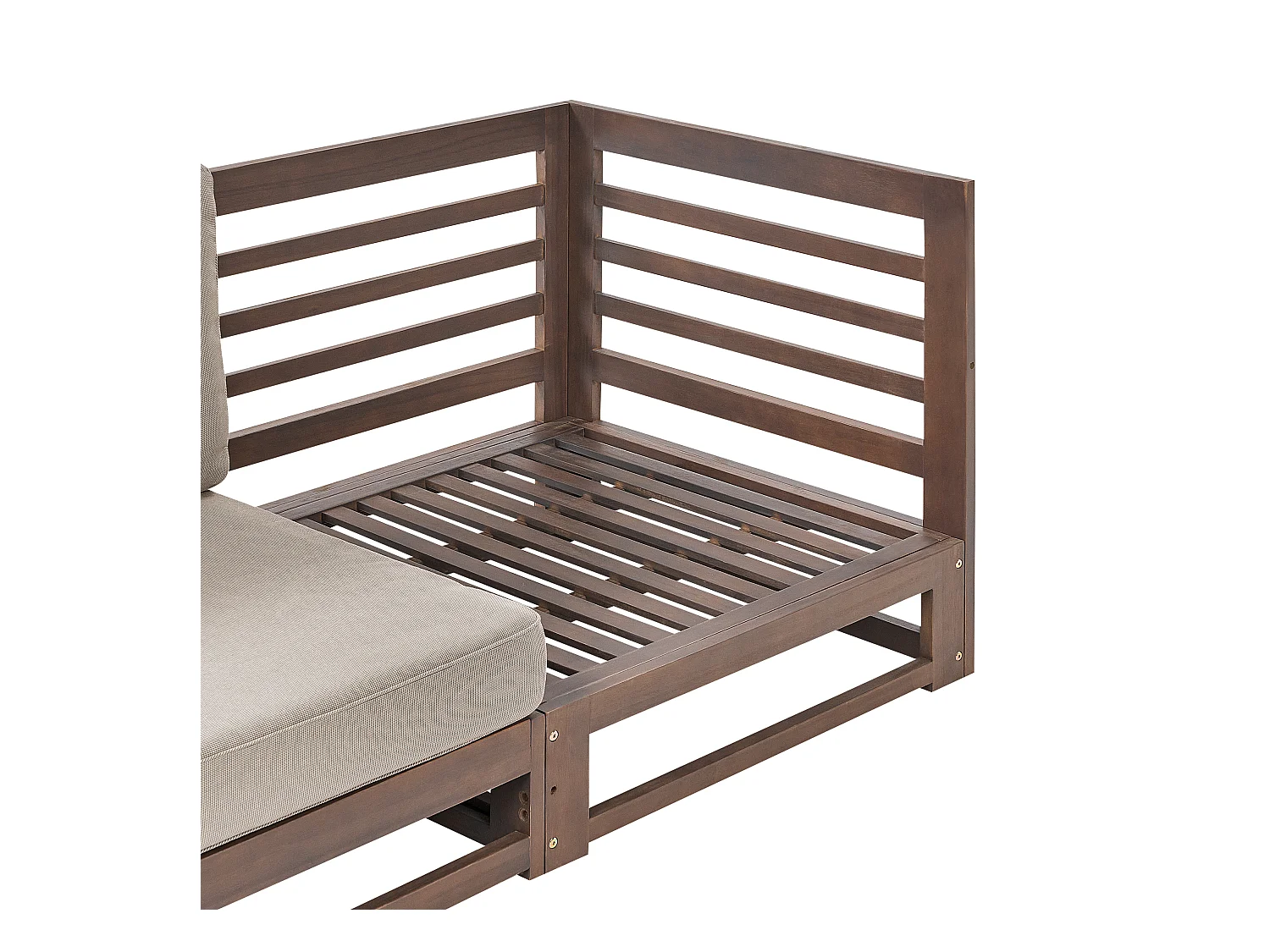 Gartensofa Akazienholz 2-Sitzer dunkler Holzfarbton mit Auflagen taupe Trani