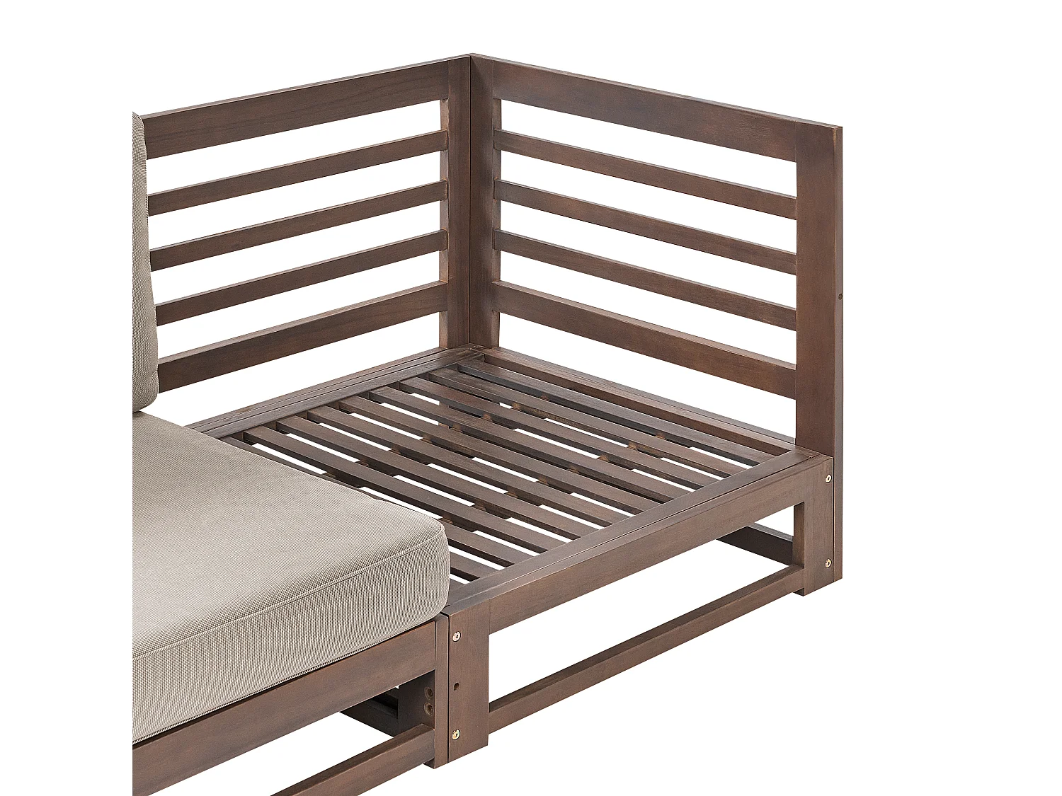 Gartensofa Akazienholz 2-Sitzer dunkler Holzfarbton mit Auflagen taupe Trani