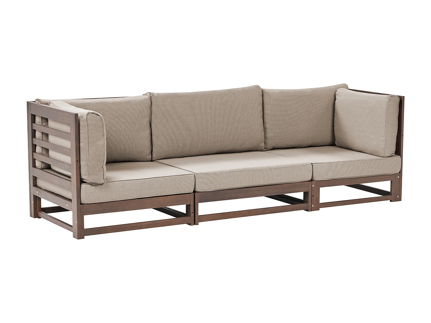 Canapé de jardin 3 places TRANI Bois d'acacia certifié Marron foncé