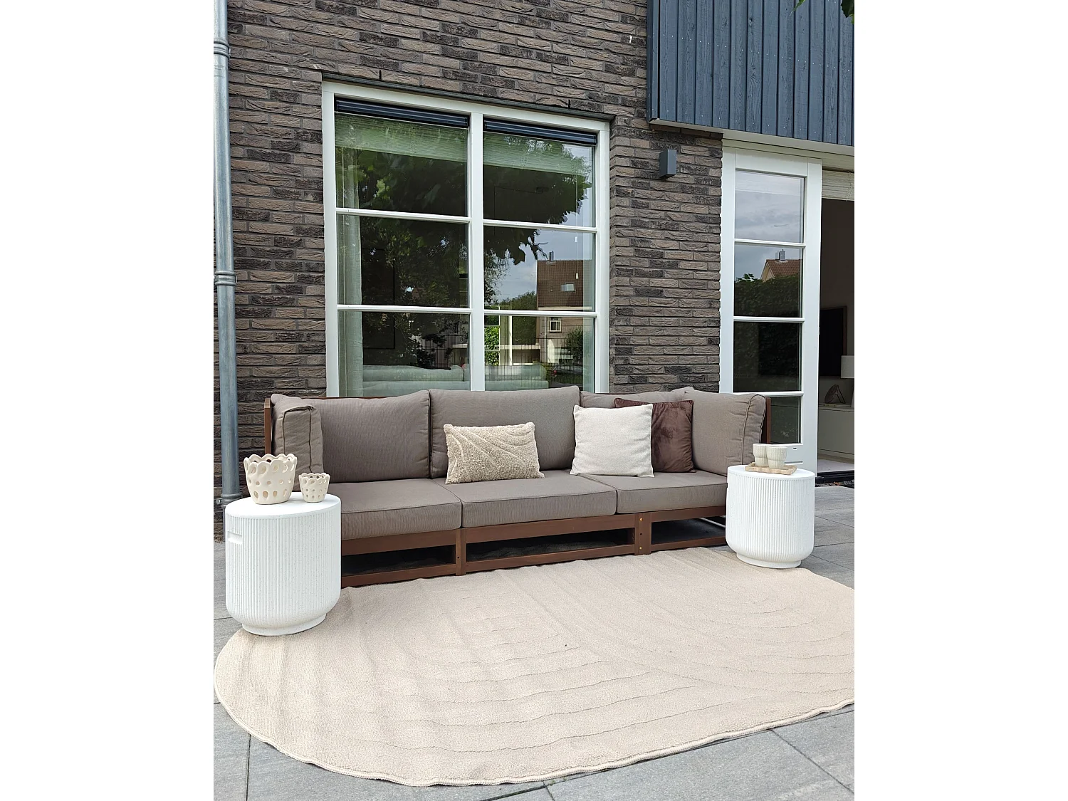 Canapé de jardin 3 places TRANI Bois d'acacia certifié Marron foncé
