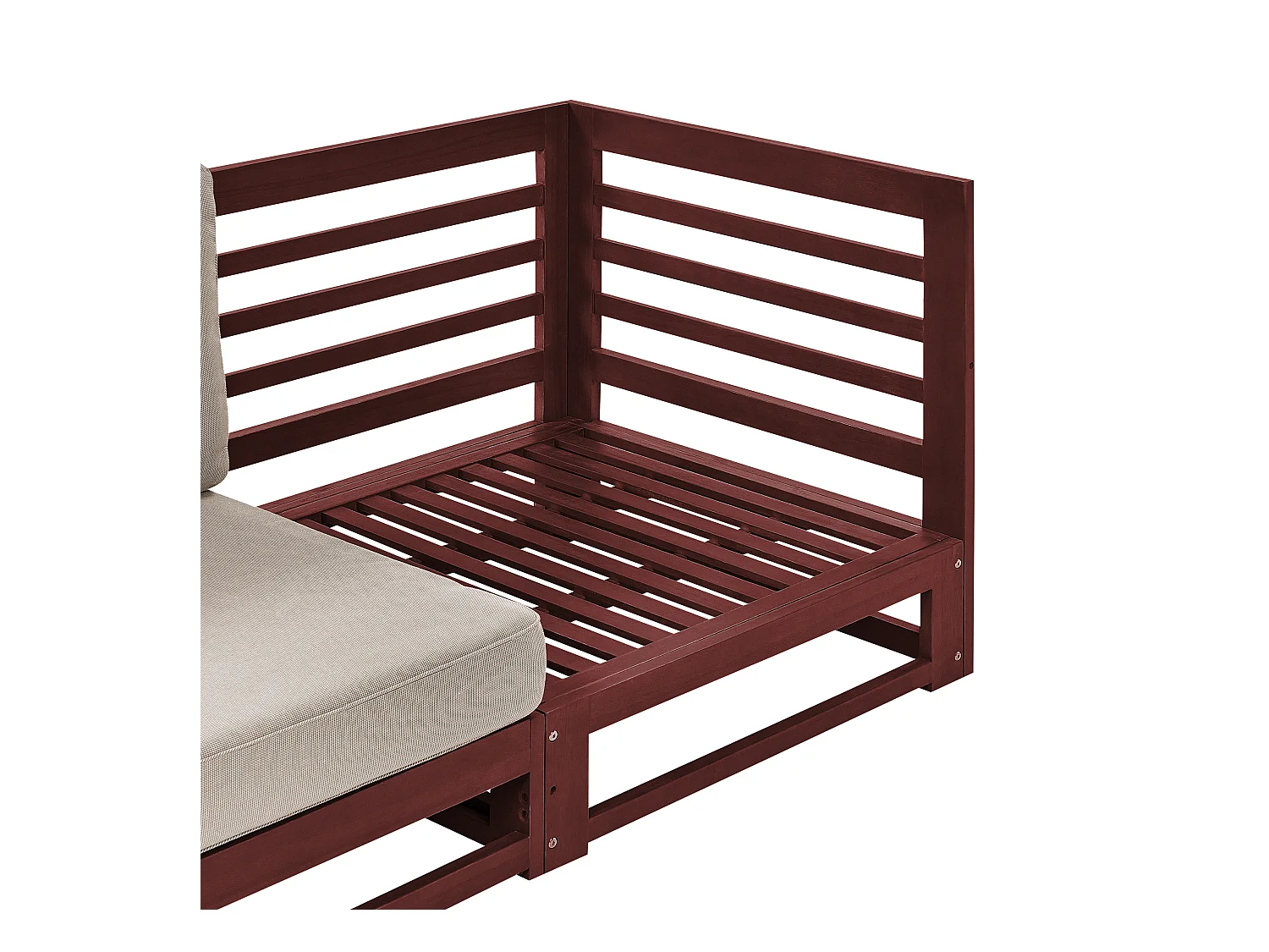 Gartensofa Akazienholz 3-Sitzer dunkler Holzfarbton mit Auflagen taupe Trani